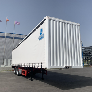 Precio de <span class=keywords><strong>fábrica</strong></span> 40FT 3 Ejes Semi Remolque Van Nueva condición con persianas enrollables de lona Cortina abierta lateral Tipo de combustible de gasolina - Product Image 5