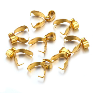<b>Clip</b> on Pendant Bail | 18K PVD Gold Plated Stainless Steel Pinch Clasp Connector for DIY Necklace Bracelet Jewelry Making - Product Image 1