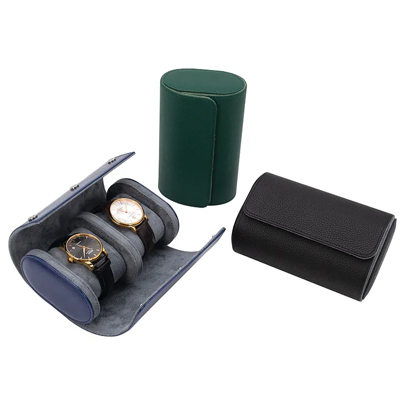 ready to ship Low Moq 2 slot travel watch roll case for men