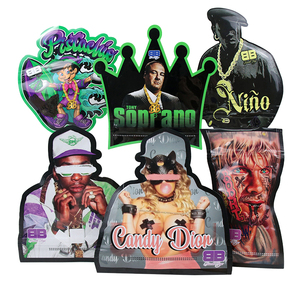 Kunden spezifische gestanzte unregelmäßige Druck verschluss speziell geformte kinder sichere Aluminium folie 3,5g <span class=keywords><strong>Mylar</strong></span> Food Packaging Bags - Product Image 1