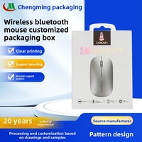 Boîte d'emballage personnalisée pour souris Bluetooth avec logo estampé à chaud, boîte à double rabat en carton blanc avec insert pour carte et languette de suspension