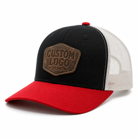 Casquette de camionneur respirante en maille à 6 panneaux avec logo en cuir personnalisé OEM de haute qualité pour la pêche et la chasse en extérieur
