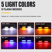 2 Stück COB LED Stroboskop-Lichtleiste 12/24V Notfall-Warnleuchte Grill-Blinklicht für LKW SUV 9 Blitzmodi 5 Farben IP43