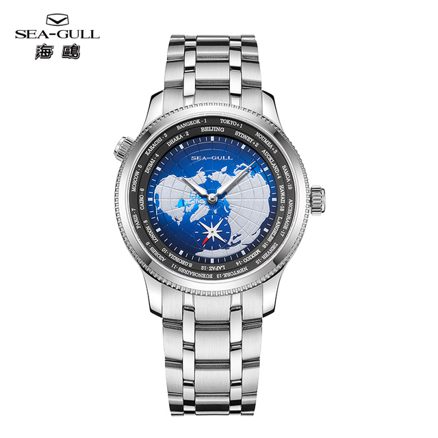 Seagull GMT Men's Wrist Watch Multi Time Zone Calendar Automatic Mechanical Watch 5bar Waterproof Watches for Men 6202 Relogio