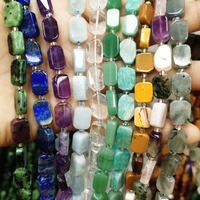Perles de pierre rectangulaires 12*8mm en turquoise, aigue-marine, améthyste, quartz, cristal, perles de pierre naturelle géométriques pour la création de bijoux DIY
