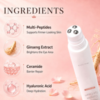 Crème Contour des Yeux Multi-Peptides au Ginseng à Marque Blanche avec Céramide et Acide Hyaluronique, Raffermissante et Éclaircissante, à Appliquer au Rouleau Massant