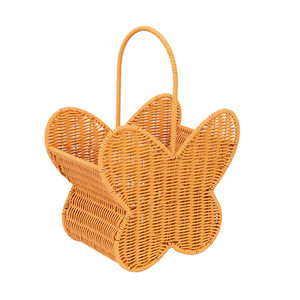 Panier de rangement en rotin en forme de papillon avec poignée, organisateur de bureau géométrique marron, panier tissé à la main pour la décoration de la maison - Product Image 4
