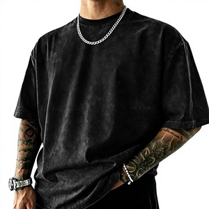 Camiseta de Algodón Negra Lisa Extra Grande para Hombre, Cuello Redondo, Manga Corta, Estilo Casual Urbano - Product Image 1