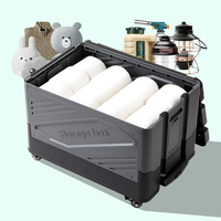 Chariot de rangement pliable en plastique PP avec 4 roues, design amovible, capacité de 50 kg pour l'organisation, le rangement et le camping