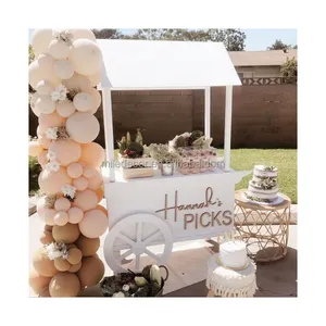 Hot Sale Modern Style Desert Candy Food Cart Wedding Decoration With Wooden Flower And Candy Cart