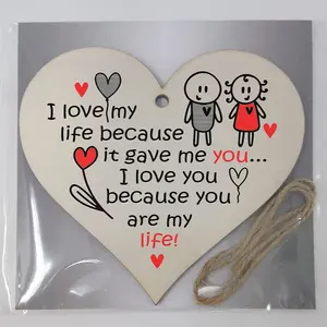 Cocok untuk hadiah plakat hati gantung kayu buatan tangan kenangan romantis pacar Anda
