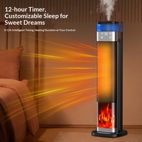 Chauffage tour à effet flamme de cheminée, humidificateur, télécommande, thermostat réglable, silencieux, PTC pour chambre, maison, bureau