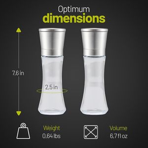 Kitchen Gadget Refillable Stainless Steel Glass Salt Spice Shaker Ajustable Coarse Mill Salt and Pepper Grinder W/ <b>Funnel</b> - Product Image 5