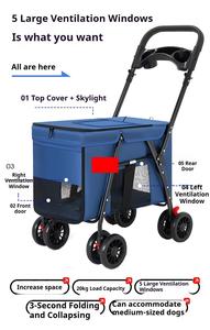 Carrito <span class=keywords><strong>Plegable</strong></span> para Perros de Cuatro Ruedas, Capacidad Máxima de 15 kg, Cierre de Botón Ecológico, Cómodo Transportador de Mascotas de Tela Oxford - Product Image 6