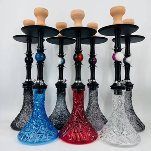 Luxury Spiked Decor Shisha Hookah <b>Crystal</b> Textured Glass Base Multi-color Arabic Hookah Complete Set For Wholesale - Product Image 2