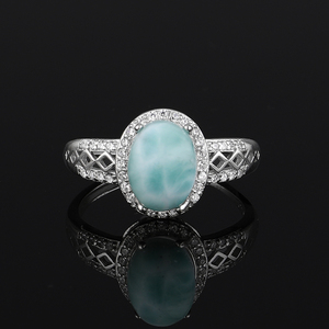Nhẫn bạc S925 Sterling tự nhiên, mặt đá <span class=keywords><strong>Opal</strong></span> trơn, Aquamarine, dành cho nữ, đá thạch anh pha lê, có thể điều chỉnh kích cỡ - Product Image 3