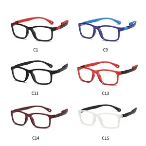 Wholesales TR90 Combined Silicone Elastic Square Glasses Frame Flexible Customized Logo Sport Glasses Adjustable Strap Kids 0807