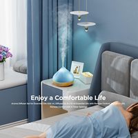 Diffuseur d'huiles essentielles ultrasonique électrique 500 ml avec télécommande, lumières LED 7 couleurs, humidificateur d'air de table en plastique écologique