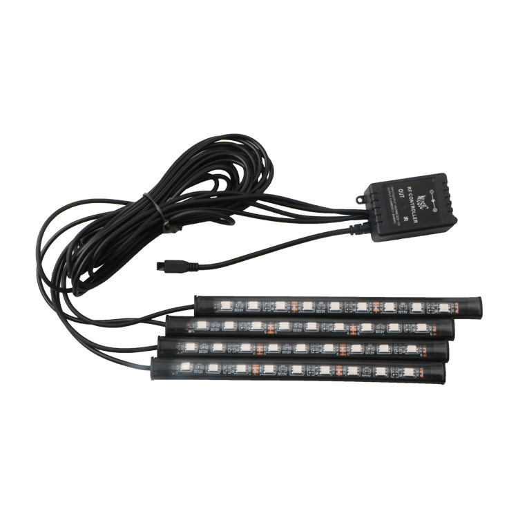 Светодиодная подсветка для салона автомобиля, мигающая система освещения с USB-разъемом и пультом дистанционного управления, 9 лампочек