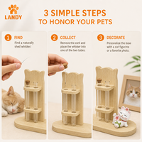 Boîte commémorative artisanale en bois de hêtre massif pour poils de chat, aimant de réfrigérateur, décoration souvenir pour animaux de compagnie