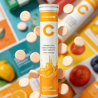 Comprimés effervescents de vitamine C haute puissance 1000 mg et zinc, marque distributeur, 30 sachets/paquet, dissolution rapide, sans sucre, qualité alimentaire