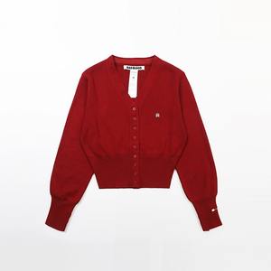 Pull en tricot de coton à col en V et à simple boutonnage, style américain tendance, pour femme - Product Image 5