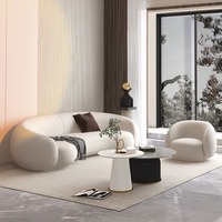 Canapé d'angle incurvé 3 places moderne et confortable blanc demi-lune pour salon
