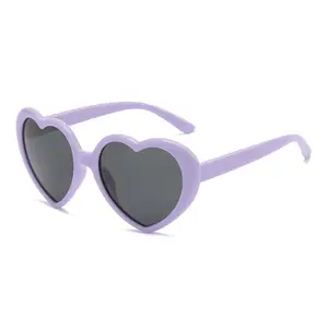 Customized Logo Heart Sunglasses for Kids Love Shape Glasses Gradient Frame Children's Polarized Eyewear