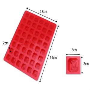 Personalizado cuadrado 3D silicona Chocolate molde <span class=keywords><strong>letra</strong></span> y figura en forma de 100g OPP bolsa embalada - Product Image 3