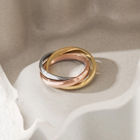 Bague lisse en acier inoxydable multicolore Bague simple et unie