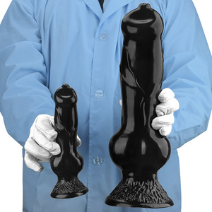 Realistischer Hundeformiger Schwarzer Weicher Wasserdichter Penis-Masturbator Analplug Vagina Sexspielzeug für Männer und Frauen - Product Image 1