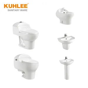 Siphonik Lemari Air Keramik Kamar Mandi, Set Toilet Satu Potong dengan Wastafel Bidet