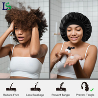Offre Spéciale élastique grande taille Satin soie Bonnet bonnet de sommeil noir Double couche hommes et femmes cheveux tresse Bonnets avec Logo