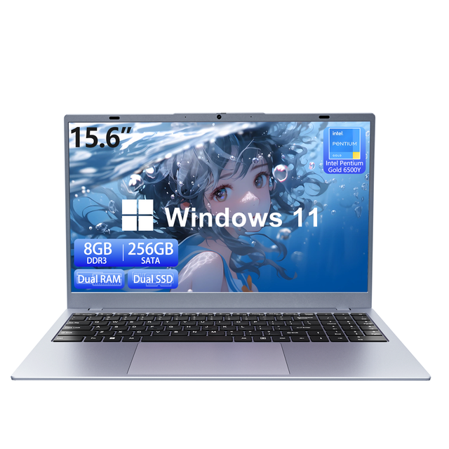 Hot Sale 15.6 Inch Laptop Intel 6500y 8GB DDR3 256GB SSD Full HD Display Integrated Graphics for Student & Business