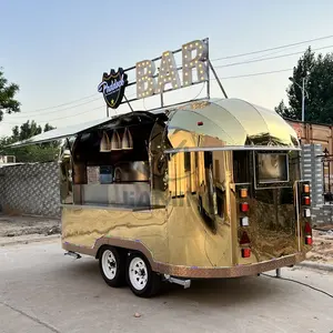 Remolque móvil de lujo de acero inoxidable brillante de Airstream probado por la CE/caravana de concesión al aire libre de helado café pizza