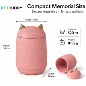 Pink Resin Pet Memorial <b>Urn</b> <b>Cat</b> Ear Keepsake Jar Shatter Resistant Waterproof Ash Container for <b>Cats</b> and Dogs - Product Image 3
