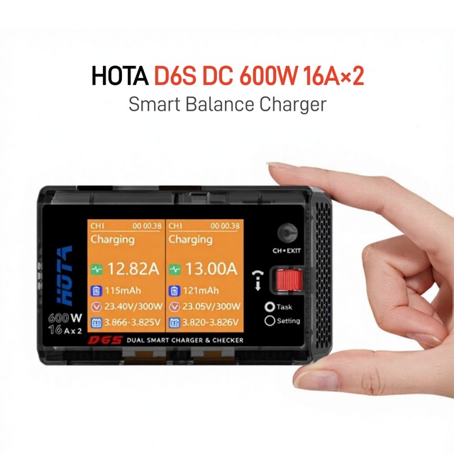 HOTA D6S Dual-Channel Smart Model Aircraft Lithium Battery Balance Charger 600W High-Power 6S