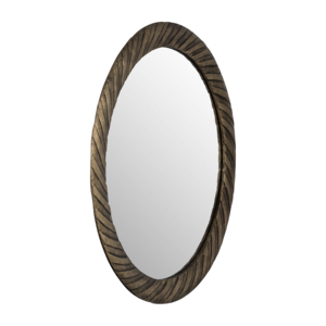 Miroir mural rond avec cadre en métal texturé pour la décoration de la chambre à coucher, de la salle de bain et du bureau - Product Image 2