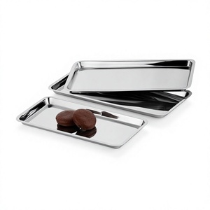 Bandeja de Servicio Personalizada, Bandeja Rectangular para Servir, Bandeja de Acero Inoxidable para Cena, Bandeja de Acero Inoxidable, Bandeja para Servir Alimentos, Bandeja para Hotel - Product Image 1