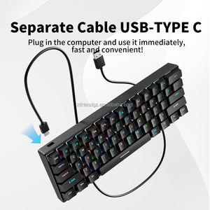 Professionelle Gamer-Tastatur, 60 Prozent, Russisches Layout, 61 Tasten, Mechanische Tastatur mit LED-RGB-Hintergrundbeleuchtung, USB für PC/Laptop, Blaue Schalter - Product Image 6