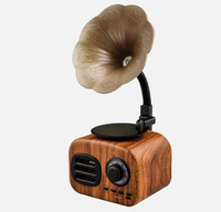 Caja de Música con Reloj, Estilo Fonógrafo Retro Creativo, Altavoz Inalámbrico Portátil, Regalo Navideño para Niños y Parejas