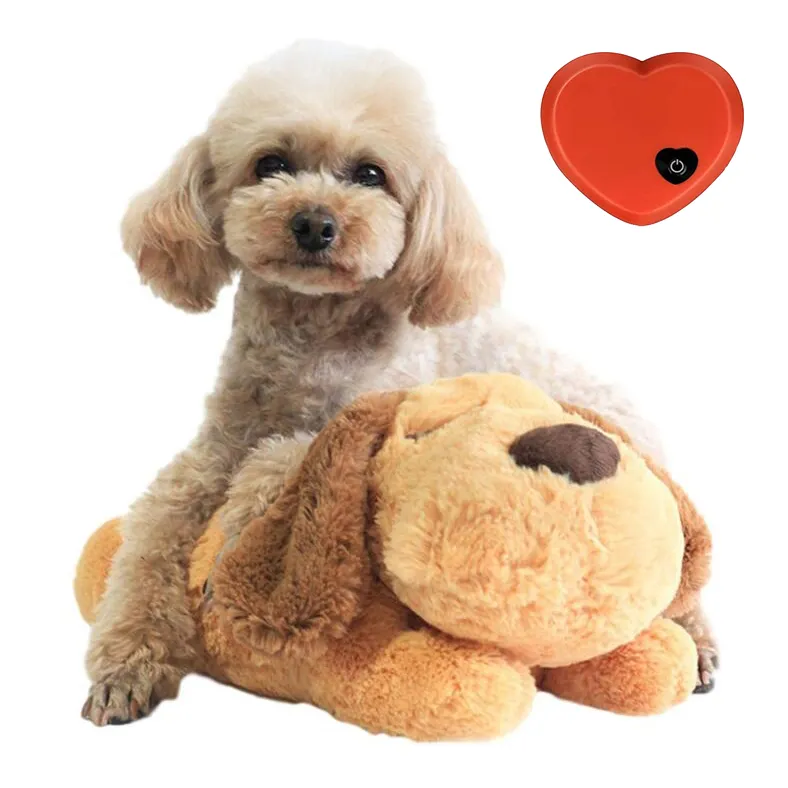 Mainan Hewan Piaraan Anak Anjing, Boneka Anjing Alat Bantu Tidur, Menghilangkan Kecemasan, Nyaman, Latihan Perilaku, Detak Jantung, Mainan Hewan Peliharaan