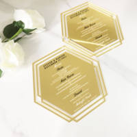 Cartes de menu en acrylique gravées au laser en gros, texte gravé au laser, cartes de menu en acrylique découpées de luxe avec feuille de gaufrage à chaud, invitations de mariage