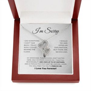 Collar con Colgante Clásico de Corazones Entrelazados de Cobre con Tarjeta de Texto Personalizado - Regalo de Perdón y Compasión para Parejas - Product Image 5