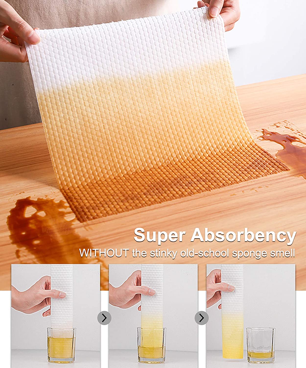 Washable Spunlace Wipes Paper Towel Roll Reusable Kitchen Cleaning Cloths 130gsm