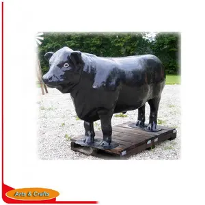 Günstige Hof Tier Skulptur schwarz Windhund lebensgroße Kuh Statue