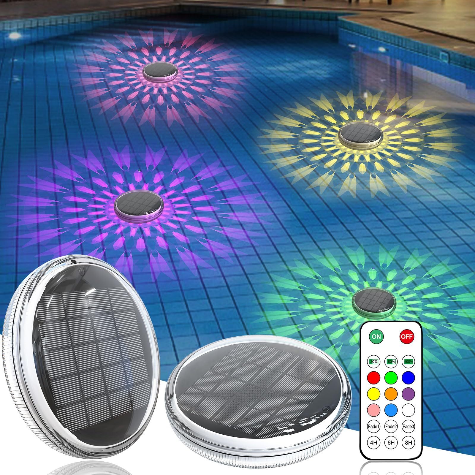 Factory Supply Waterproof Ip68 Solar Powered RGB Swimming Pool Led Lamps Outdoor Swimming Pool Light Underwater Lights