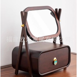 Jewelry storage <b>box</b>, solid wood, high-end and exquisite, with rotating mirror, desktop <b>makeup</b> <b>box</b>, wedding jewelry <b>box</b>, - Product Image 2
