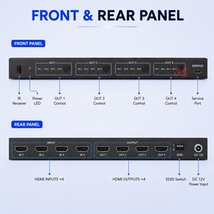 สวิตช์เมทริกซ์ HDMI 4x4 รองรับ 4K60Hz HDMI 2.0 พร้อมตัวแปลงสัญญาณ 4K เป็น 1080P รองรับ <span class=keywords><strong>HDR</strong></span> <span class=keywords><strong>10</strong></span> แผงควบคุมและระบบควบคุมด้วยรีโมทอินฟราเรด - Product Image 2