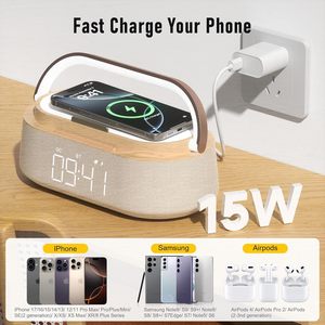 Enceinte sans fil <span class=keywords><strong>avec</strong></span> charge sans fil, <span class=keywords><strong>radio</strong></span> FM, batterie 2500 mAh, veilleuse LED, alarme, en plastique, pour la maison, la chambre, le bureau, cadeaux - Product Image 4